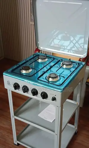 Eurochef Full Gas Standing Cooker With Shelves White Body Ef