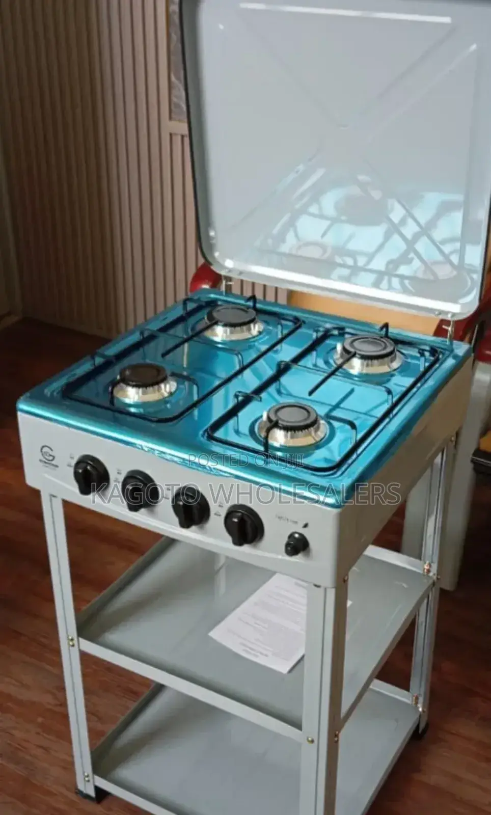Eurochef Full Gas Standing Cooker With Shelves White Body Ef