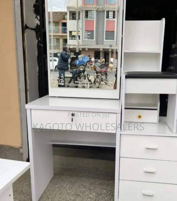 White Dressing Table Plus Sliding Mirror /Large Size D-01*