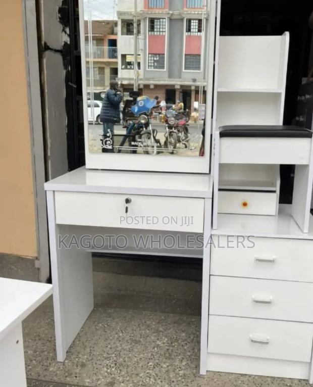 White Dressing Table + Sliding Mirror /Large Size D-01*
