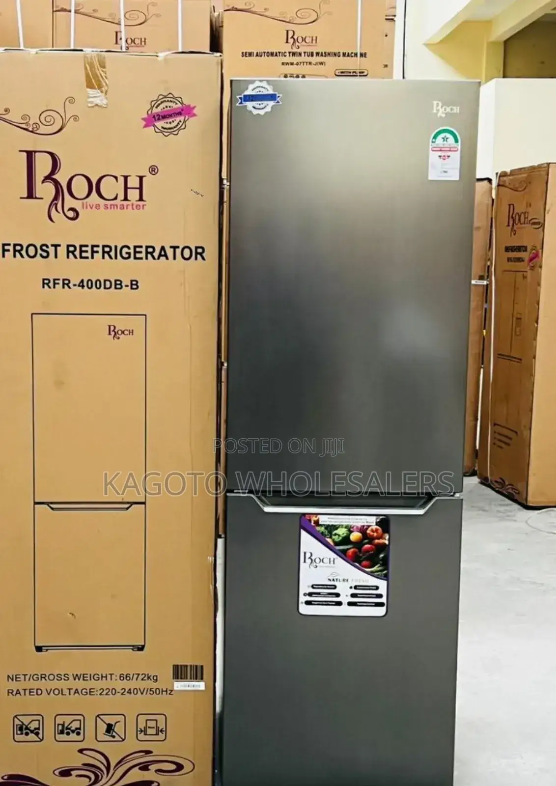 330litres Roch Nofrost RFR-400 2 Door Fridge Bottom Freezer*