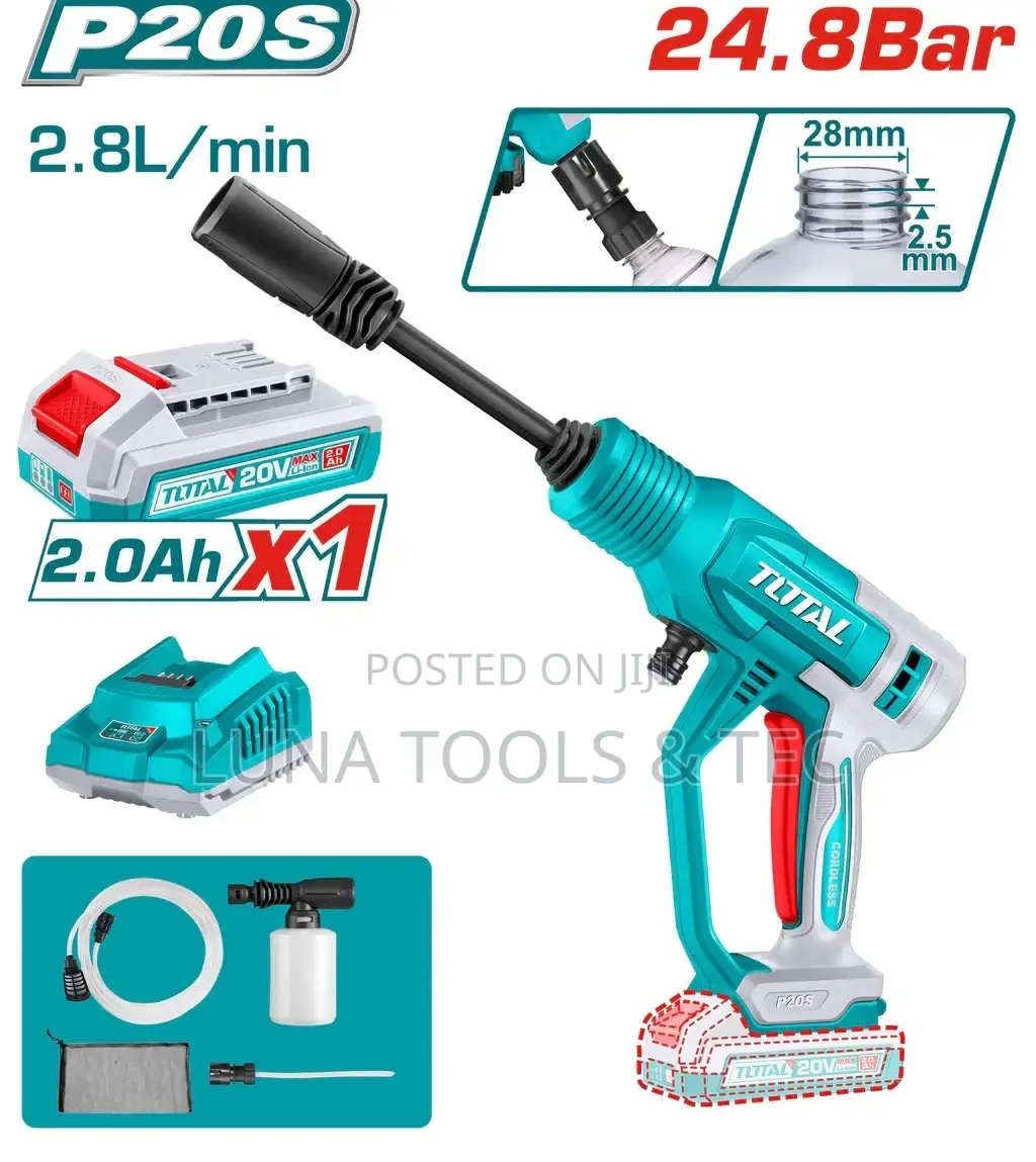 Total Tpwli20362 Cordless Pressure Washer 24.8bar