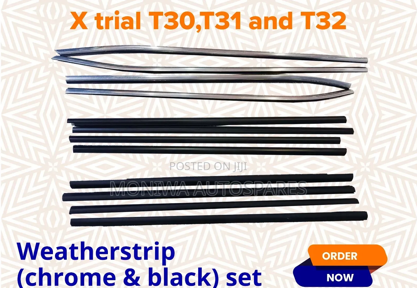 Weather Strip Xtrail T30,31,32 Black and Chrome