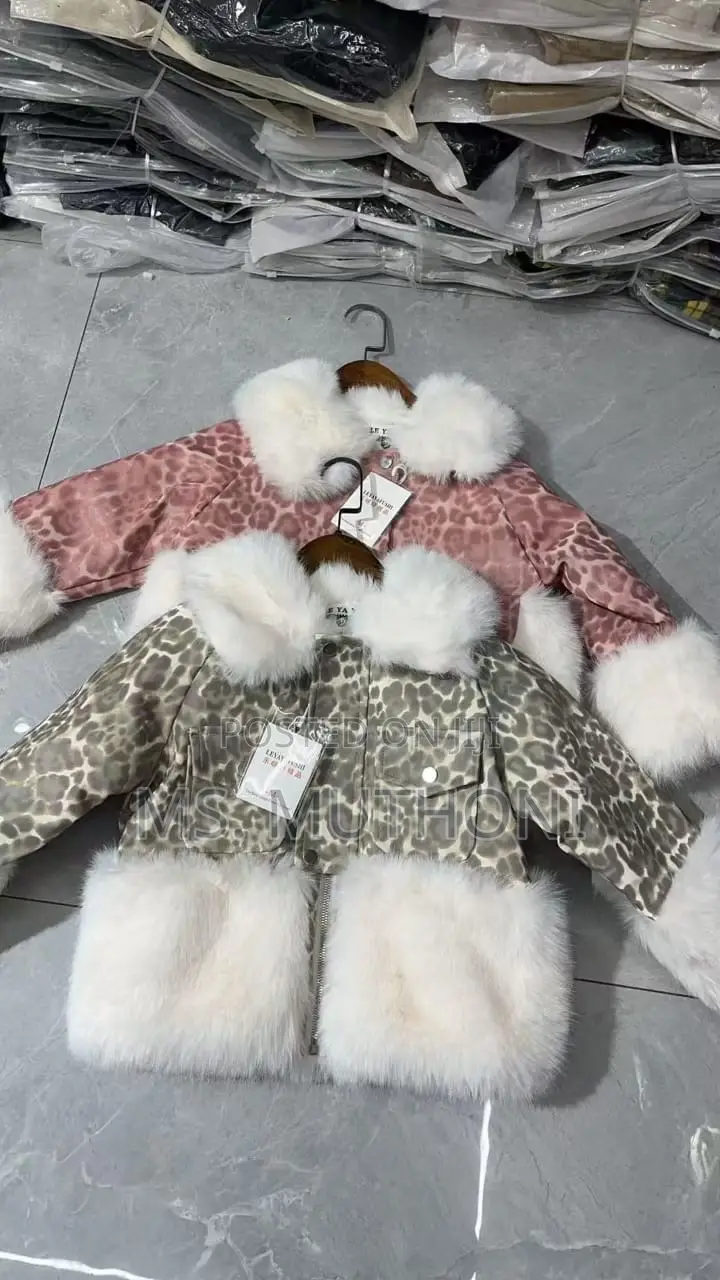 Fancy Heavy Animal Print Fur Coats for Kids