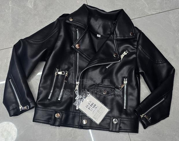 Multiple Zips Black Kids Soft Leather Jackets 1-9yrs - main view