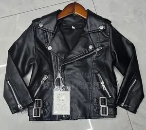 Multiple Zips Black Kids Soft Leather Jackets 1-9yrs