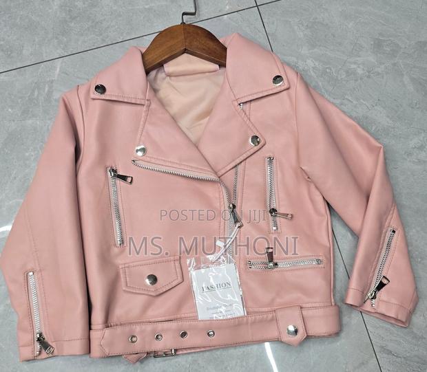 Peach Pu Leather Jackets 1-9yrs - main view
