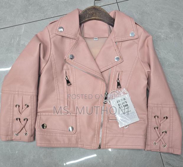 Peach Pu Leather Jackets 1-9yrs - thumbnail 3