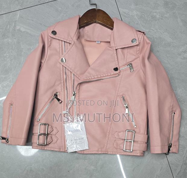 Peach Pu Leather Jackets 1-9yrs - thumbnail 4