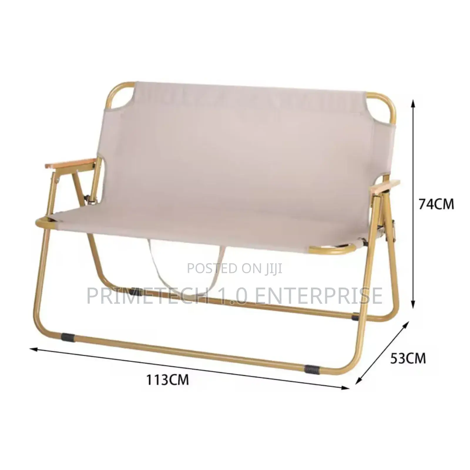 Portable Double Seat for Camping With Wood Armrest