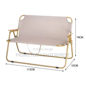 Portable Double Seat for Camping With Wood Armrest