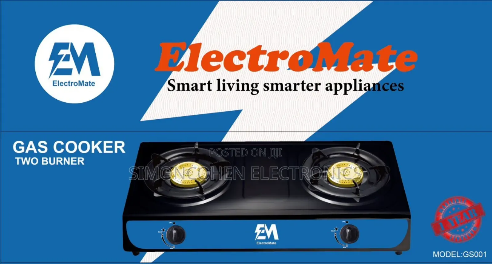 Electromate Two Burner Gas Cooker Gs001