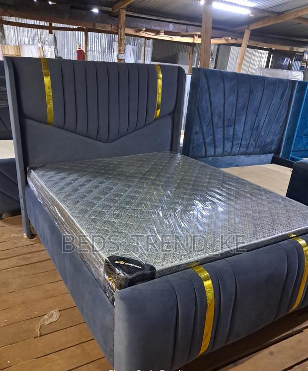 Upholstered 5 by 6 Modern Bed - main view