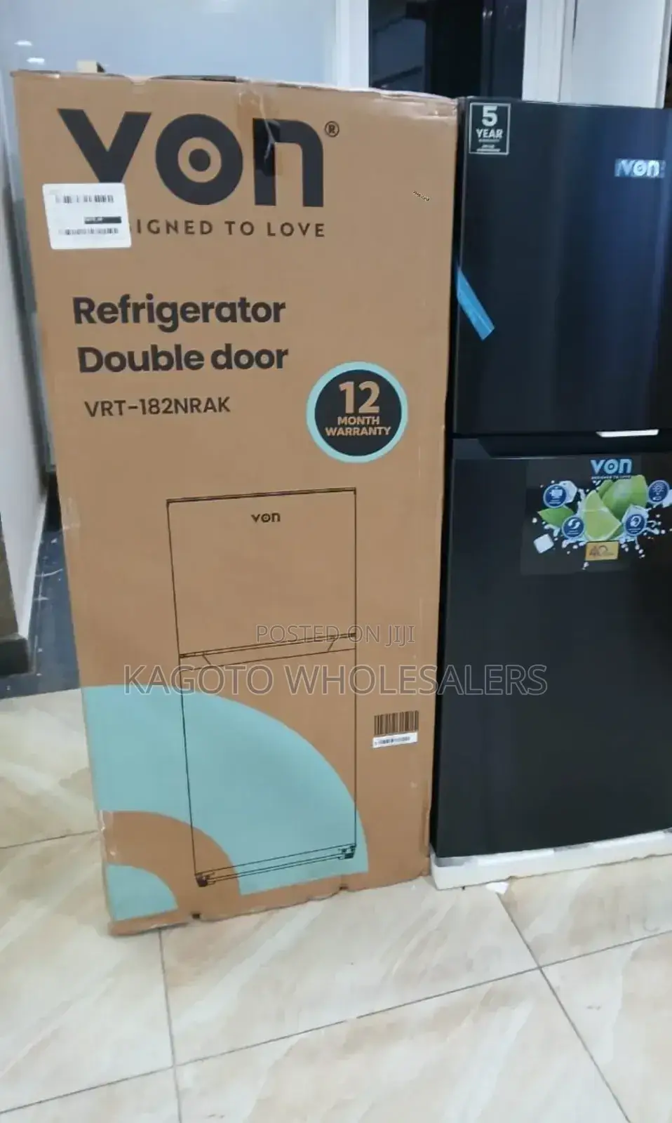182 Litres No Frost Von 2 Door Refrigerator v/182nrk