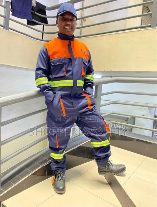 Navy Blue Reflective Cargo Overall Mixed With Orange - main view