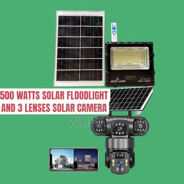 Triple Lense 4g Solar Camera+500 Watts Solar Floodlight