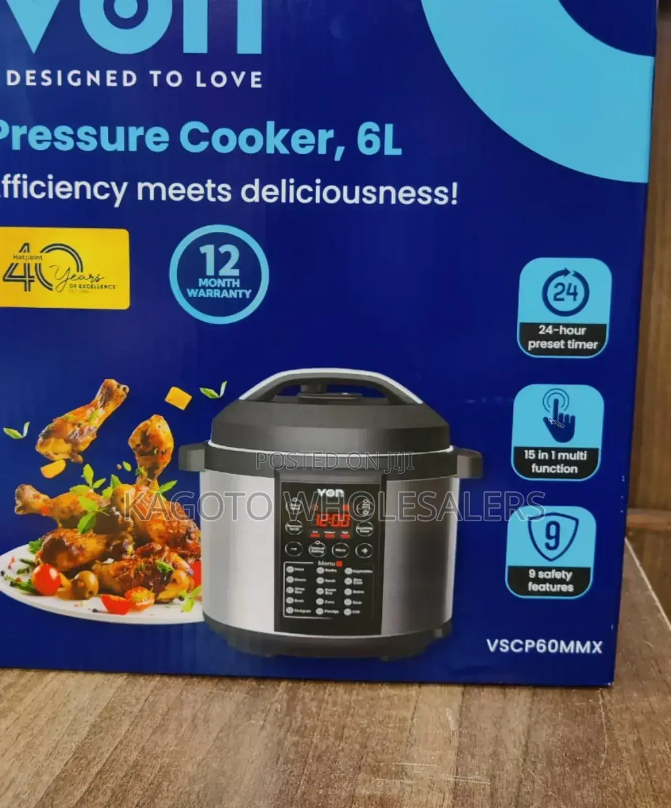 Von Electric Pressure Cooker 6litres*( 1yr Warranty )V/Pc-02