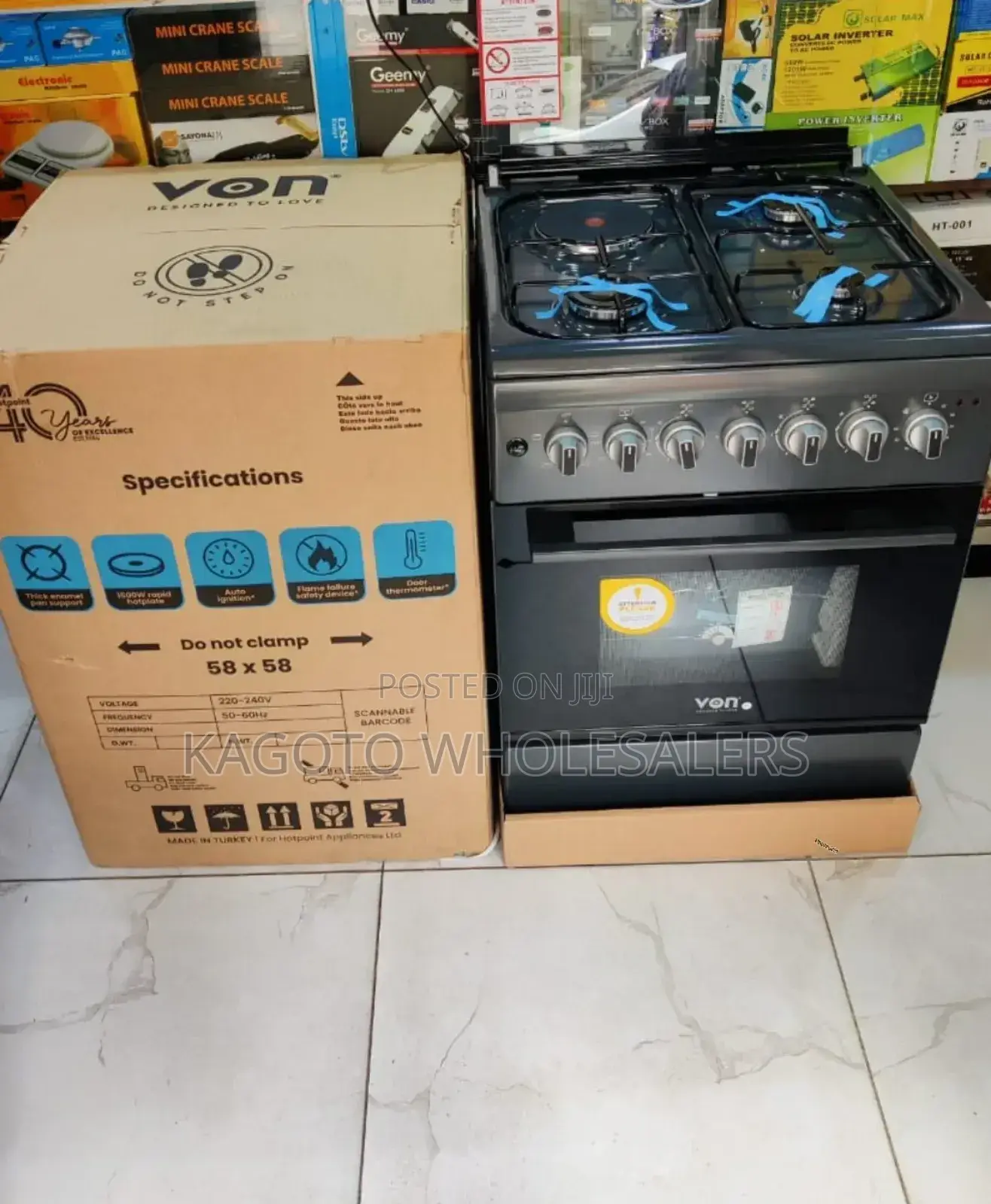 Von Free Standing Cooker 3+1electric Vcf*31fg Graphite Grey