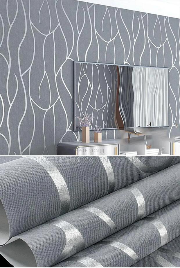 Grey Wallpaper With Silver Lines