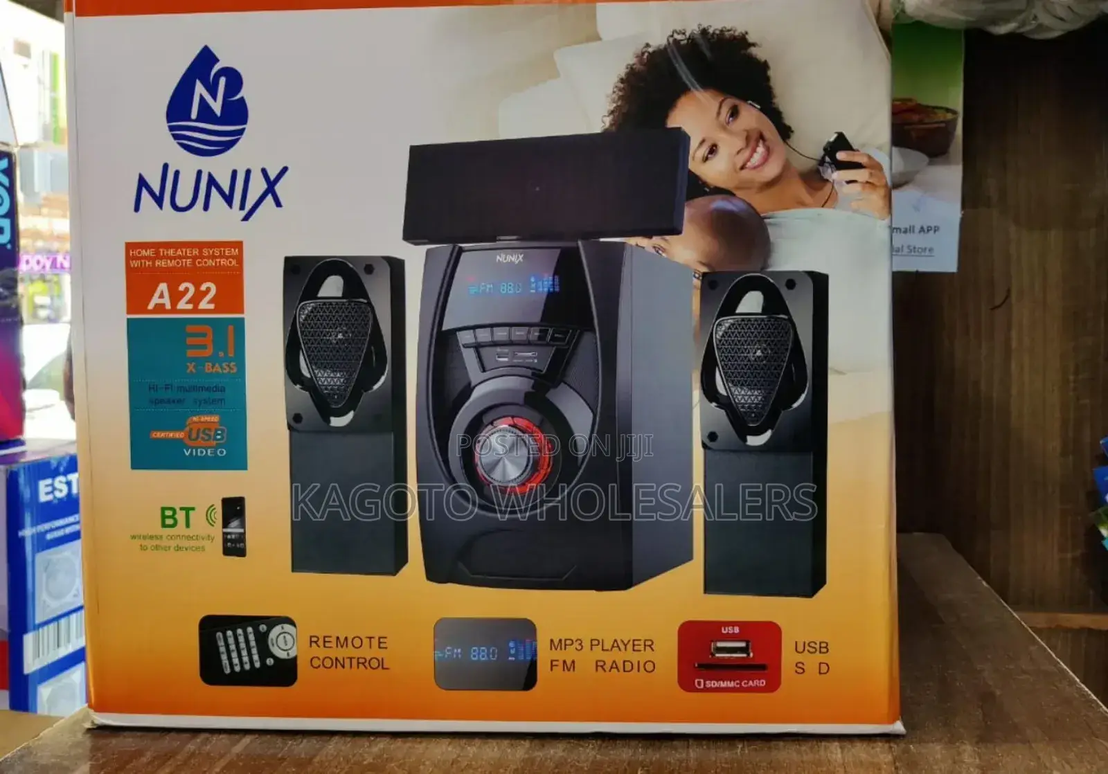 Nunix 3.1ch Multimedia Speaker System Fm/N-A22* (Black Body)