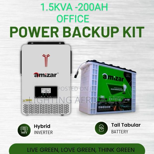 1500w Office -Home Backup System 1.5kva Inverter -200ah Wet Battery