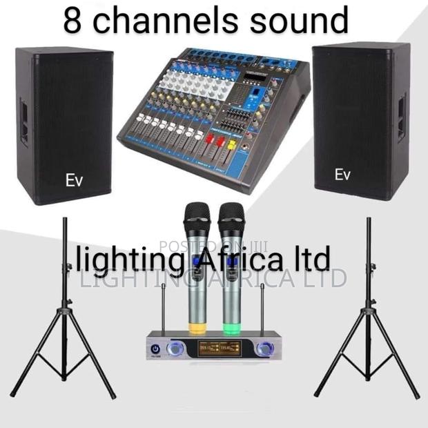 Powerful 8 Channels Outdoor Sound -(2)Ev Mid Speakers - Wireless Mic