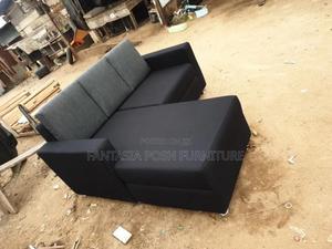 4 Seater Black Grey L-Shaped Sofa - Free Delivery - thumbnail 2