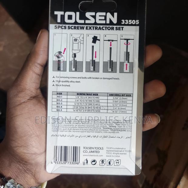 Screw Extractor Set Tolsen 5pcs Damaged Screw Remover Bits - thumbnail 5