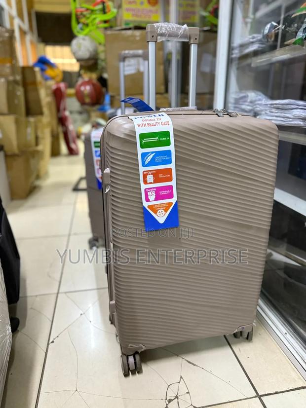 Large Brown Beige Rubber Large Suitcase