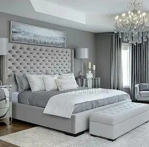 Gray 6 by 6 Classic Bed With Ottoman