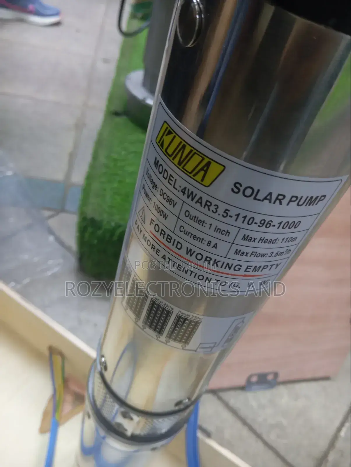 Kunda Solar Water Pump, Specifically Model110-96v