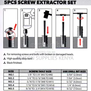 Screw Extractor Set Tolsen 5pcs Damaged Screw Remover Bits