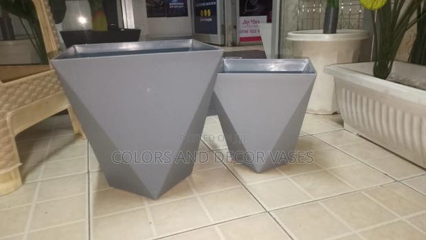 Gray Durable Vases Plastic in Material - main view