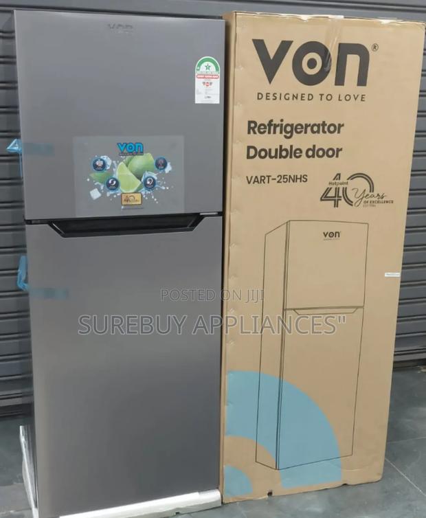 Von Vart-25nhs Double Door Fridge 220 Litres No Frost