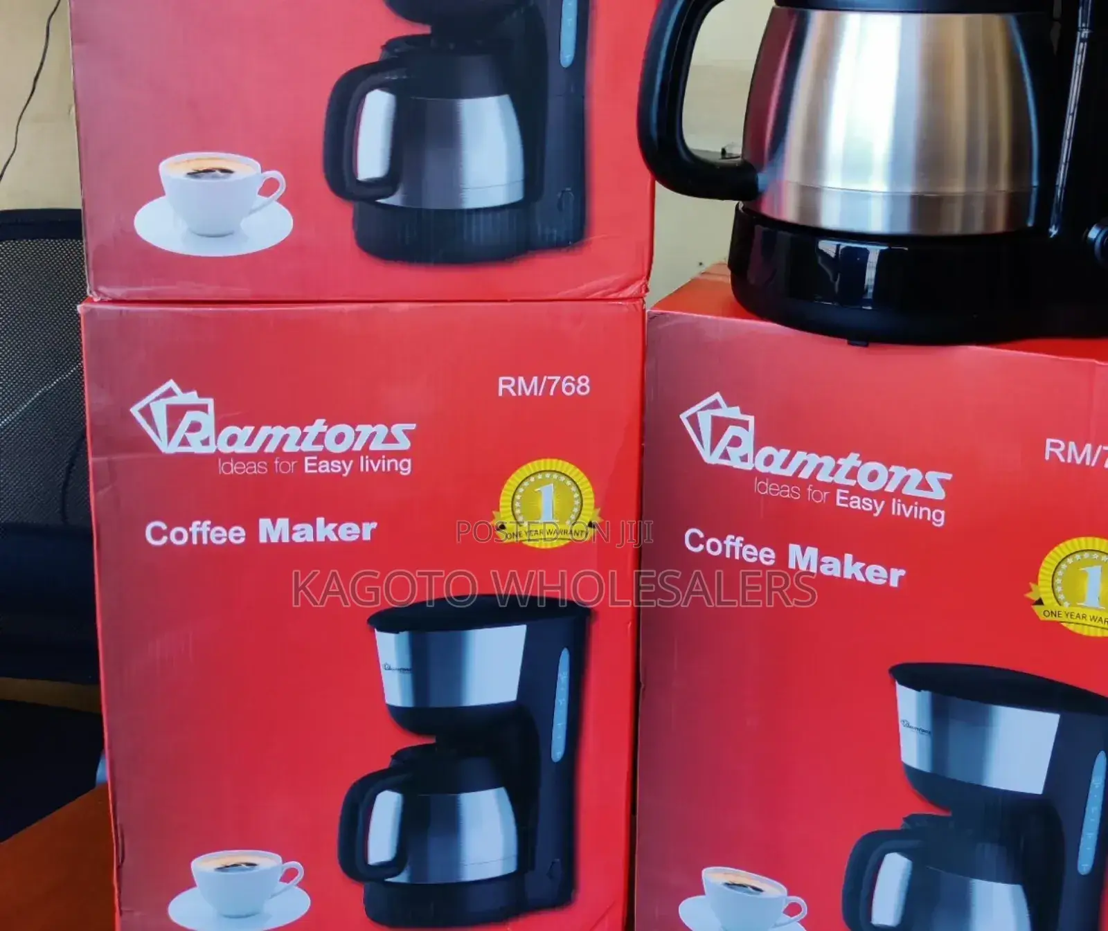 Ramtons Coffee Maker Stainless Jar 1ltr Rm768 1yr W*