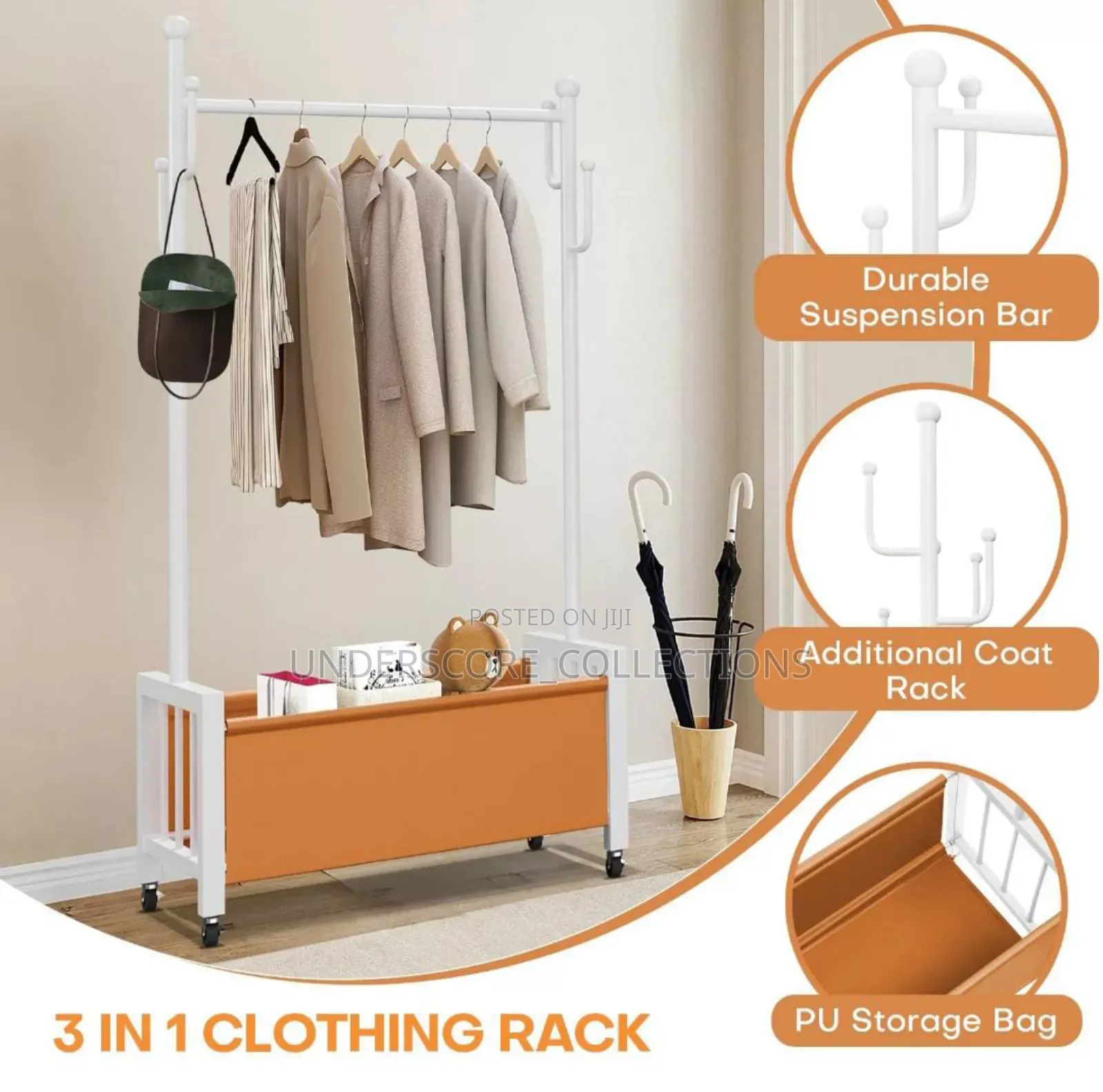 Large Capacity 100cm Wide Cloth Storage Rack