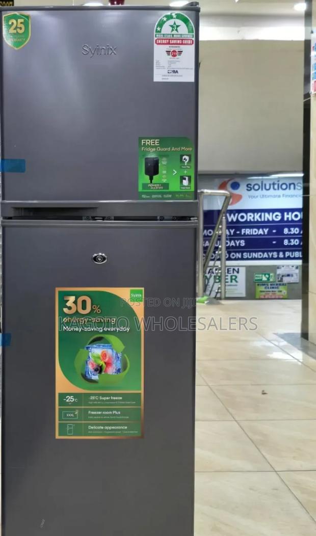 Syinix Double Door 138litres
*Refrigerator* Grey 3star S138l