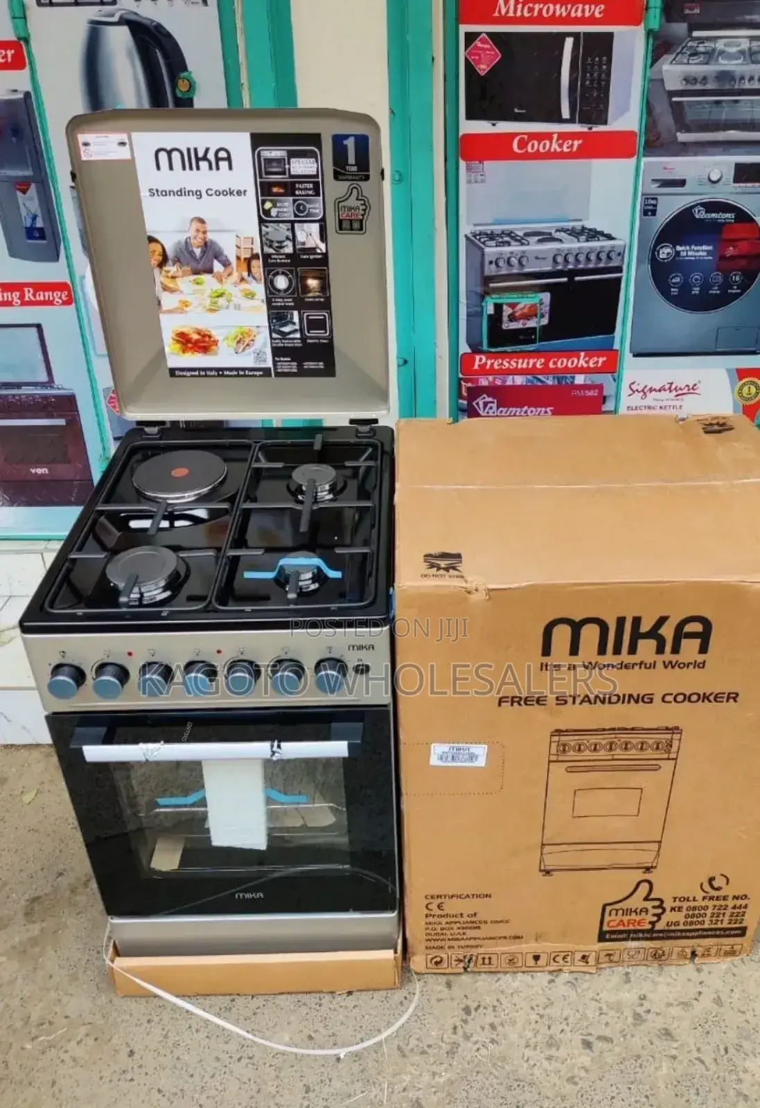 Mika Free Standing Cooker 50*60cm, 3+1 *Black Hob* Mst51esl