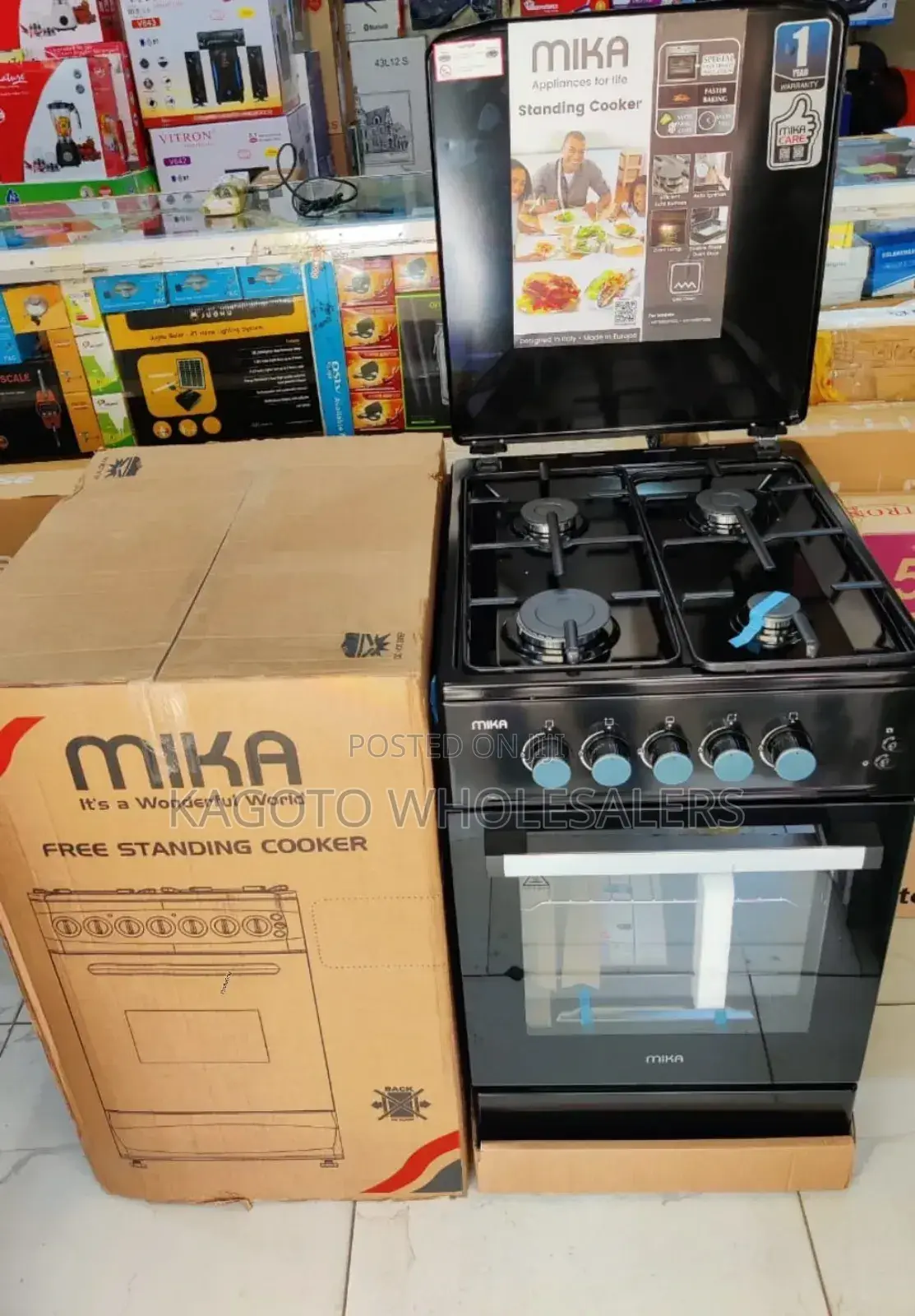 Mika Standing Gas Cooker 4 Gas 50cm*60cm *Black*/4g