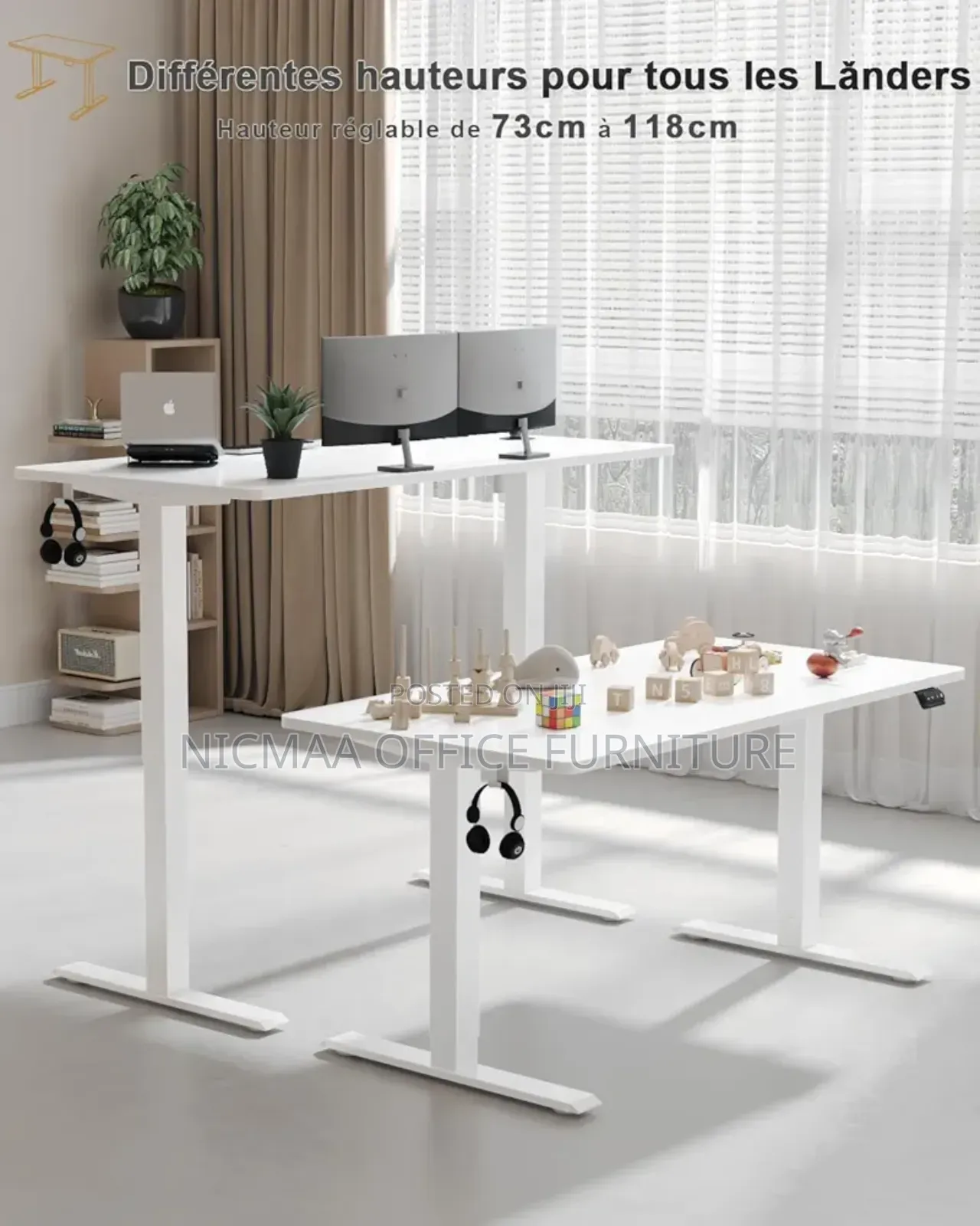 Office Desk: 1.6m Dev Electric Adjusted Smart Sit-Stand Desk