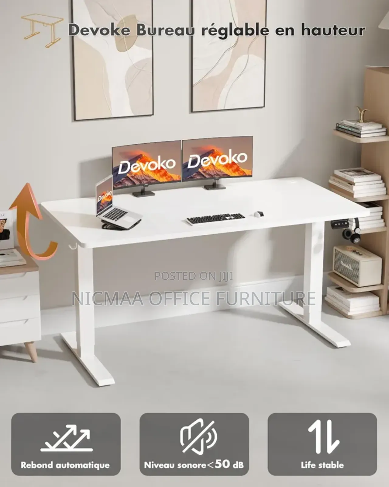 Office Desk: 1.6m Dev Electric Adjusted Smart Sit-Stand Desk