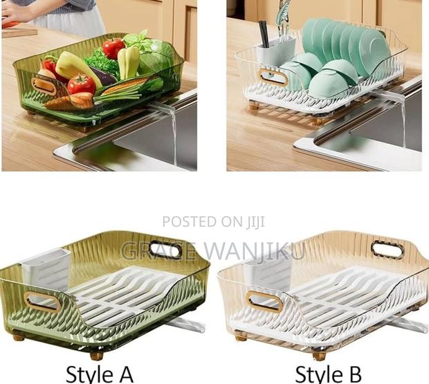 Golden Handles, Strong Acrylic, Self Draining, Bowl Rack