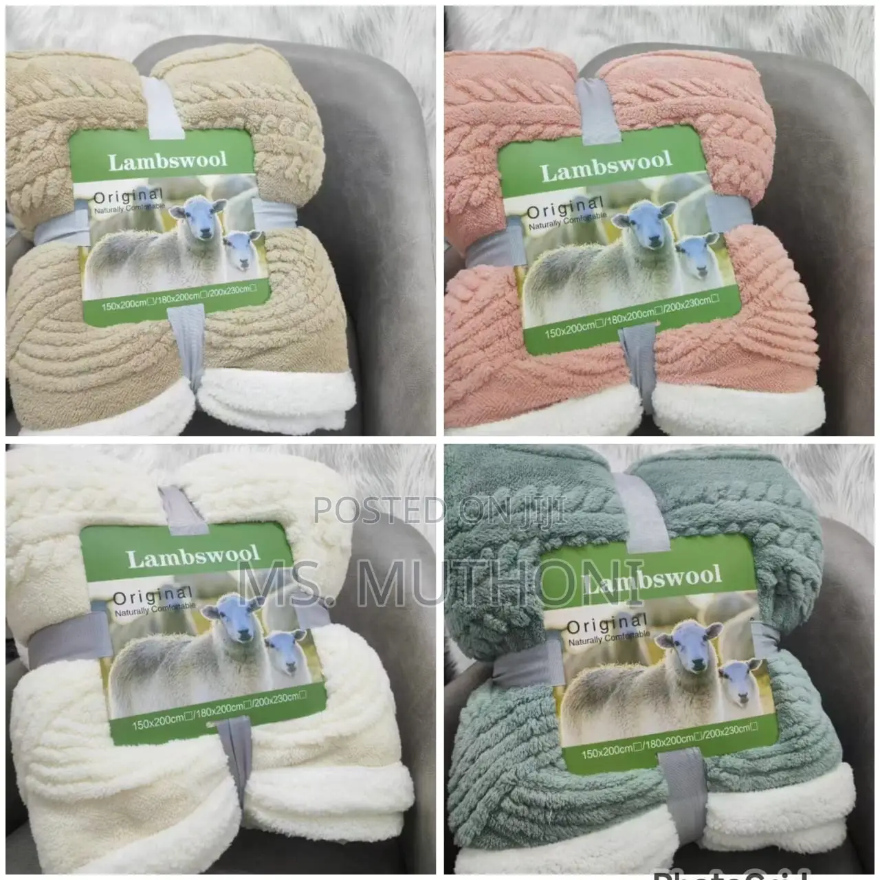 Lambswool Double Sided Throw Blanket* Size 200*230cm ( 6*7)