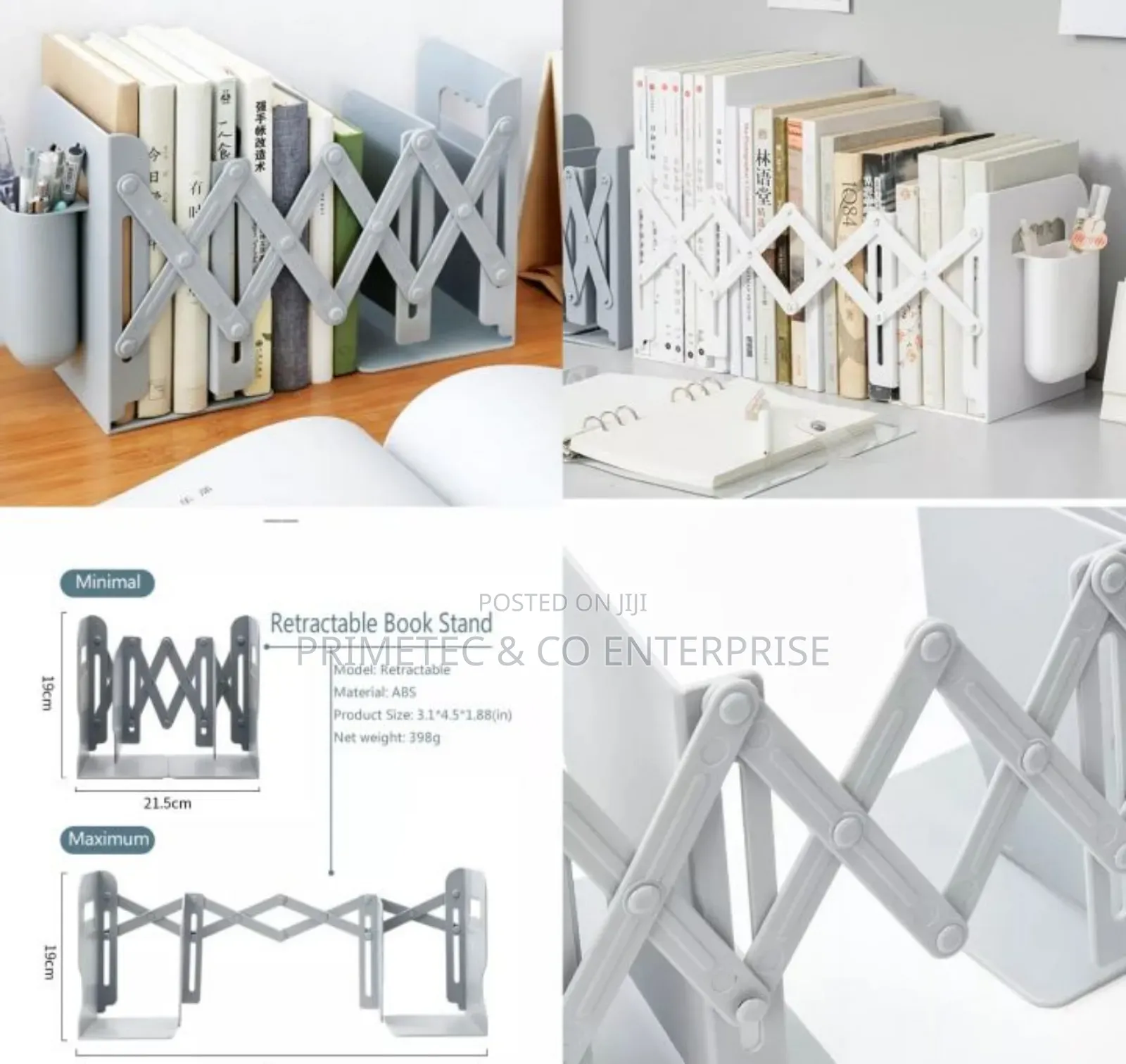 Retractable Bookends for Shelves Book Support Stand Set