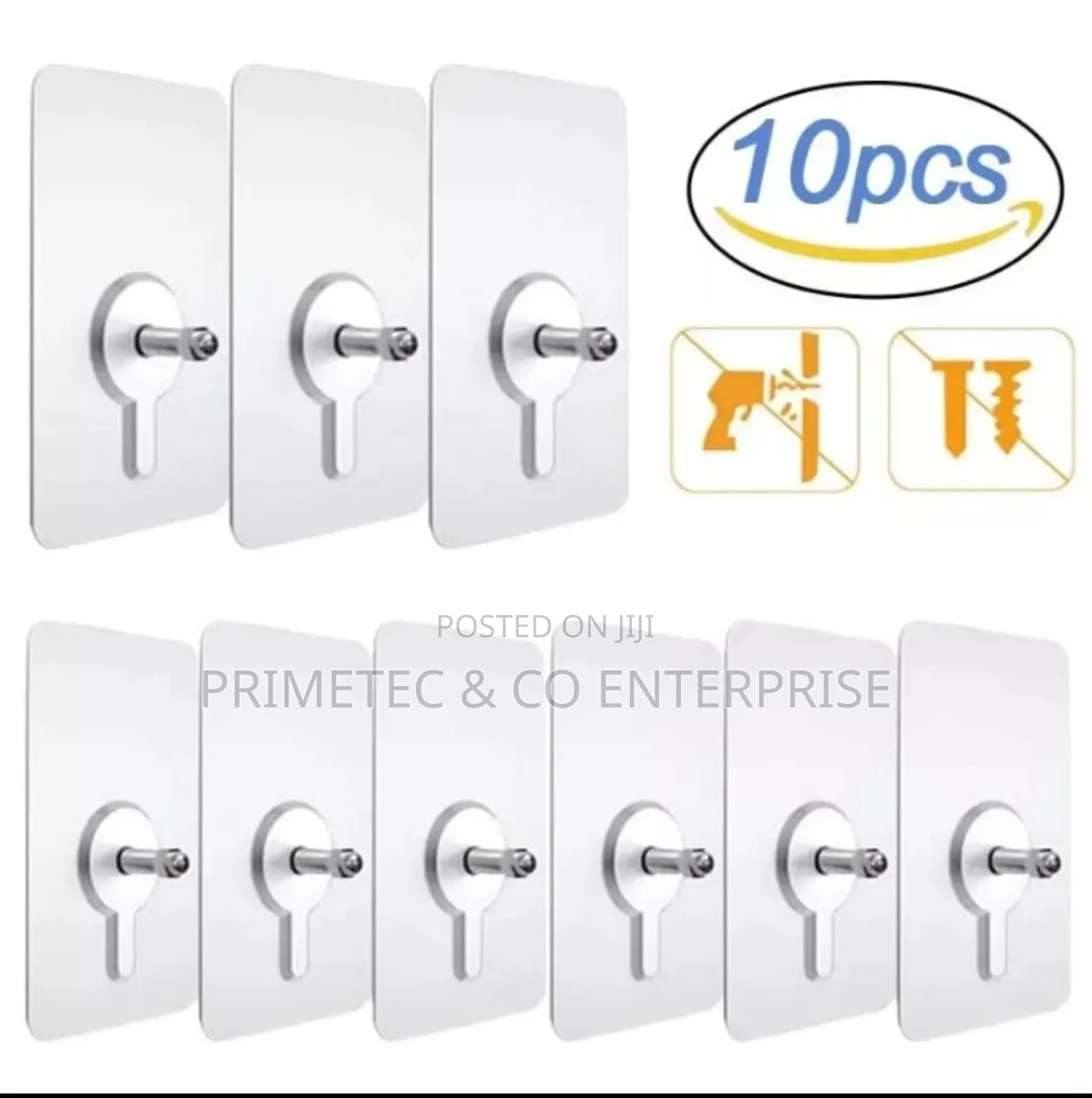 10pcs Strong Adhesive Seamless Sticky Wall Hook With Screw