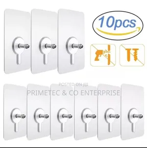 10pcs Strong Adhesive Seamless Sticky Wall Hook With Screw