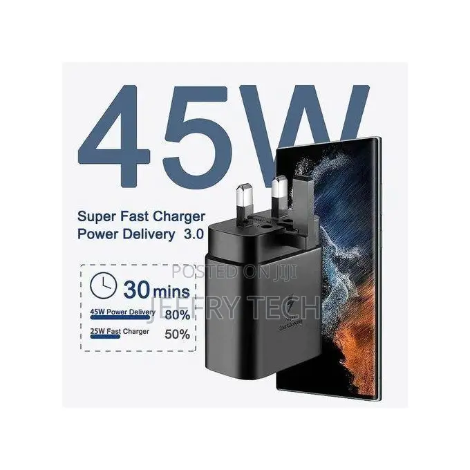 Samsung Fast 45w Type-C to C Charger Adapter (Head Only)- Bl