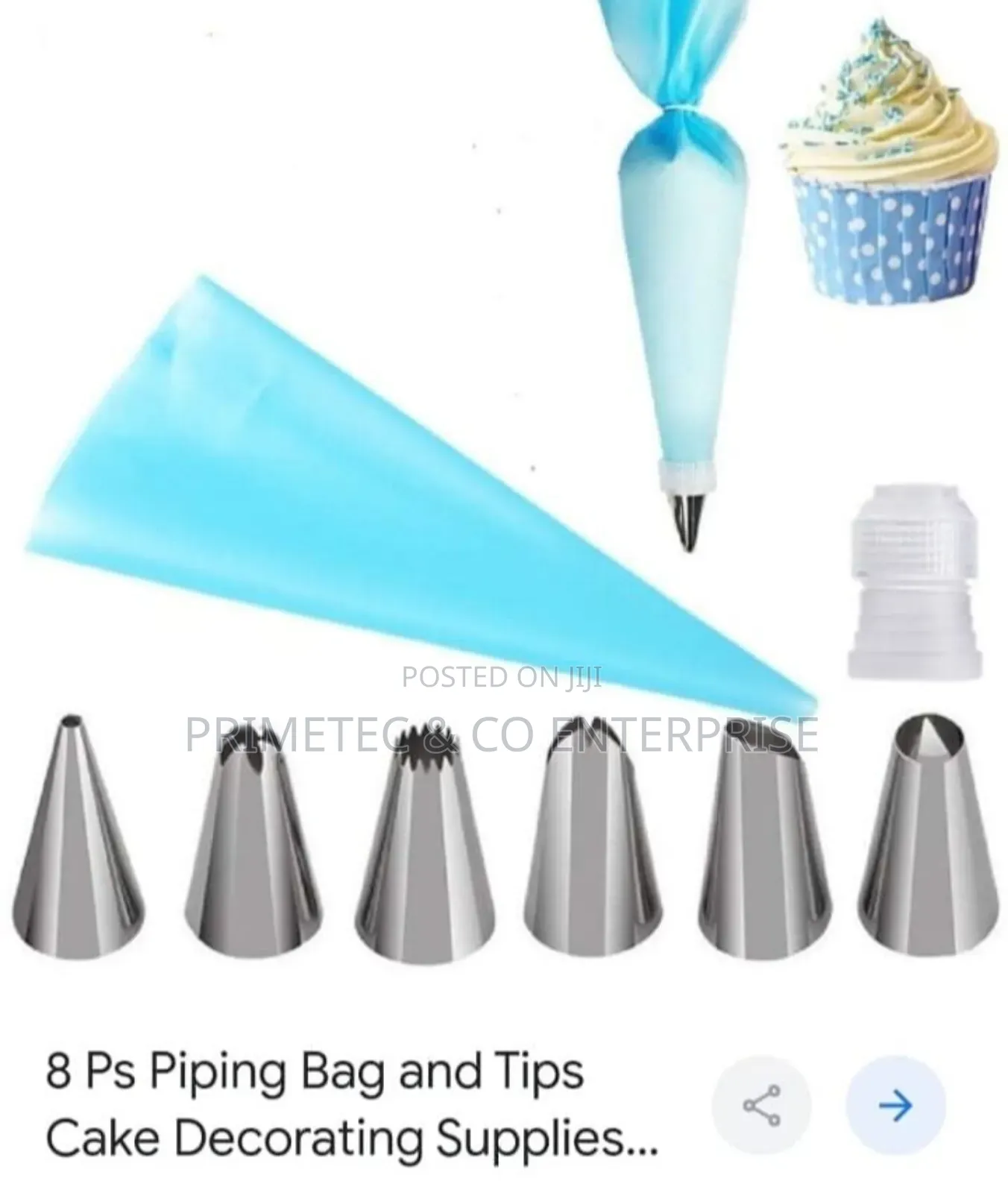 Piping Bag With Metallic Nozzles for Baking