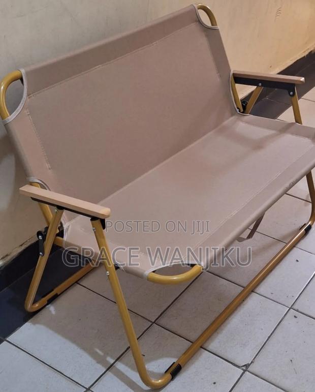 ,Portable Double Seat Camping Chair With Wood Armrest - main view