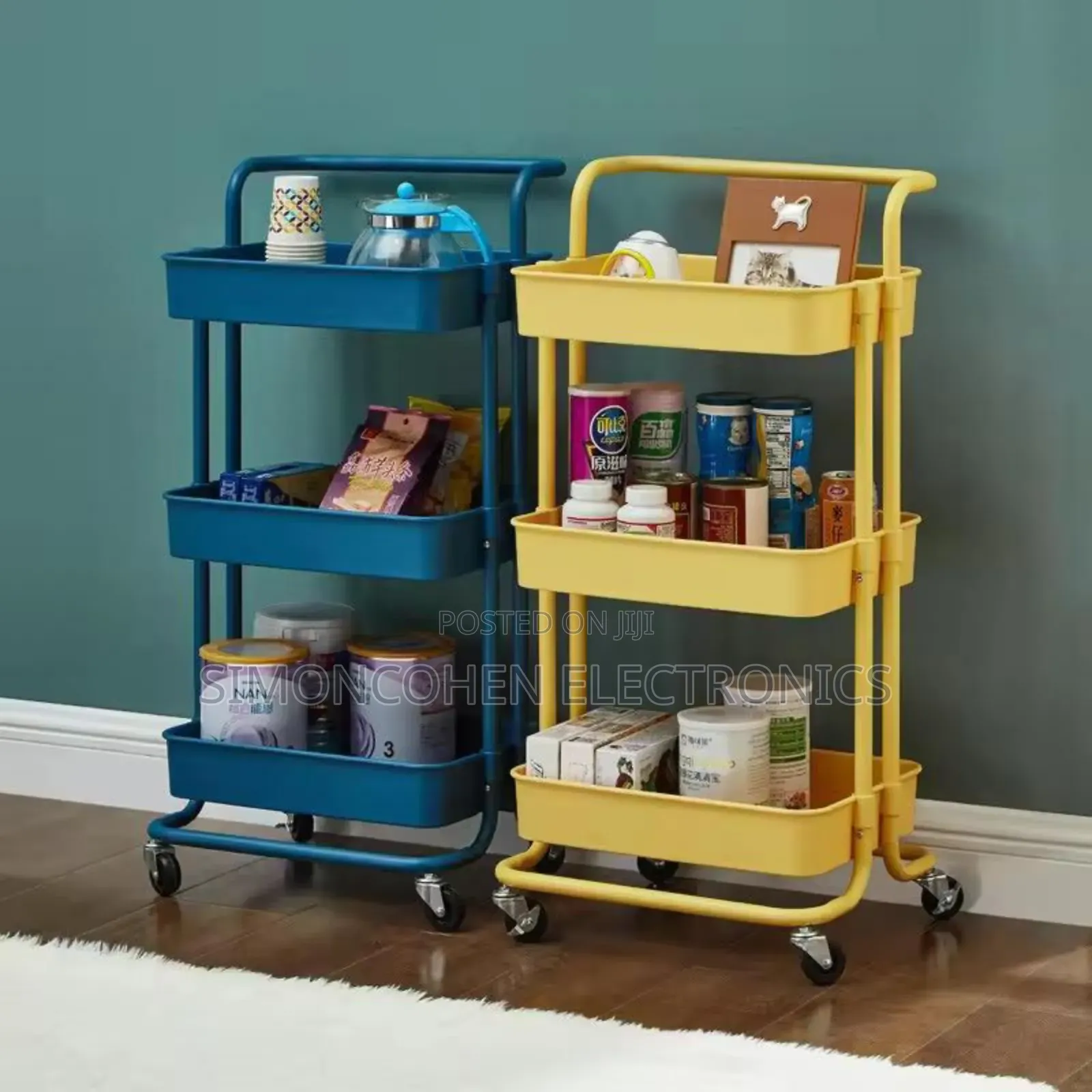 Multi-Functional Movable Trolley Storage Rack